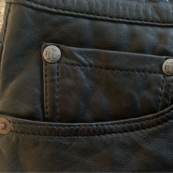 Denim & Supply Ralph Lauren Black Leather Mini Skirt - Picture 4 of 5